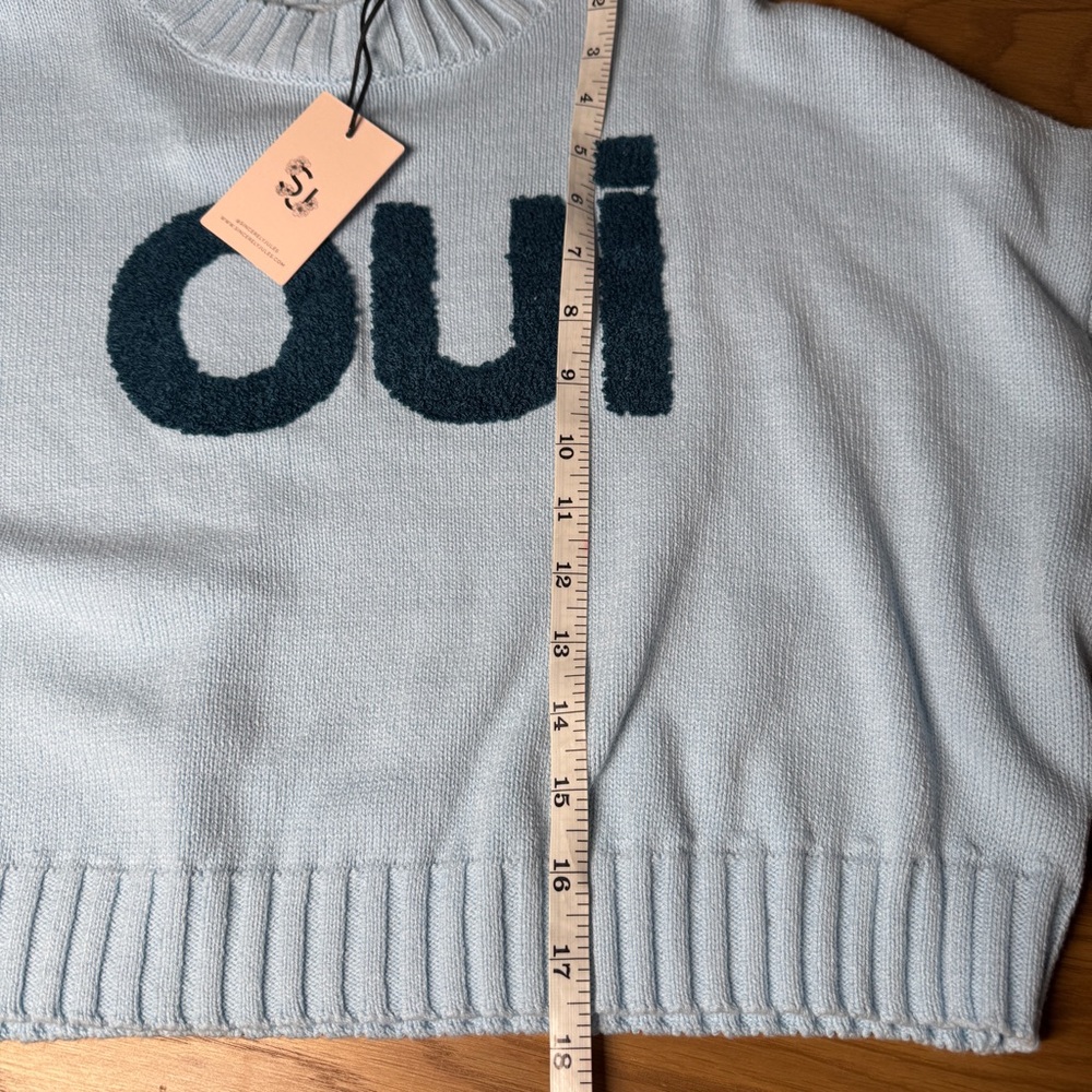 Sincerely Jules Light Blue Oui Cropped Sweater Size XS NEW WITH TAG - Picture 6 of 6